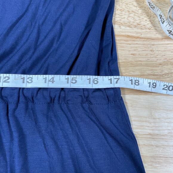 Eileen Fisher NWT Mock Neck Drawstring Tie Waist Dress Navy Size M Sleeveless - Picture 8 of 9